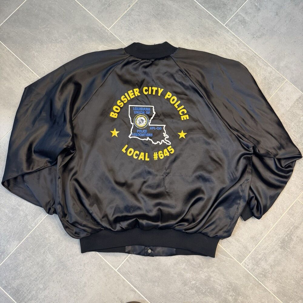 Auburn Sportswear Vintage Satin Bomber Jacket Black USA 2XL - Bossier City
